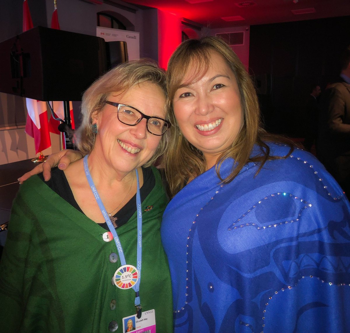 NWAC_CA's tweet image. NWAC President, Francyne Joe, met with leaders in government and civil society at UNFCCC #COP24 to discuss the #ParisRulebook, #SilesiaDeclaration, #LCIPP and the impacts of climate change on Indigenous women. @ElizabethMay