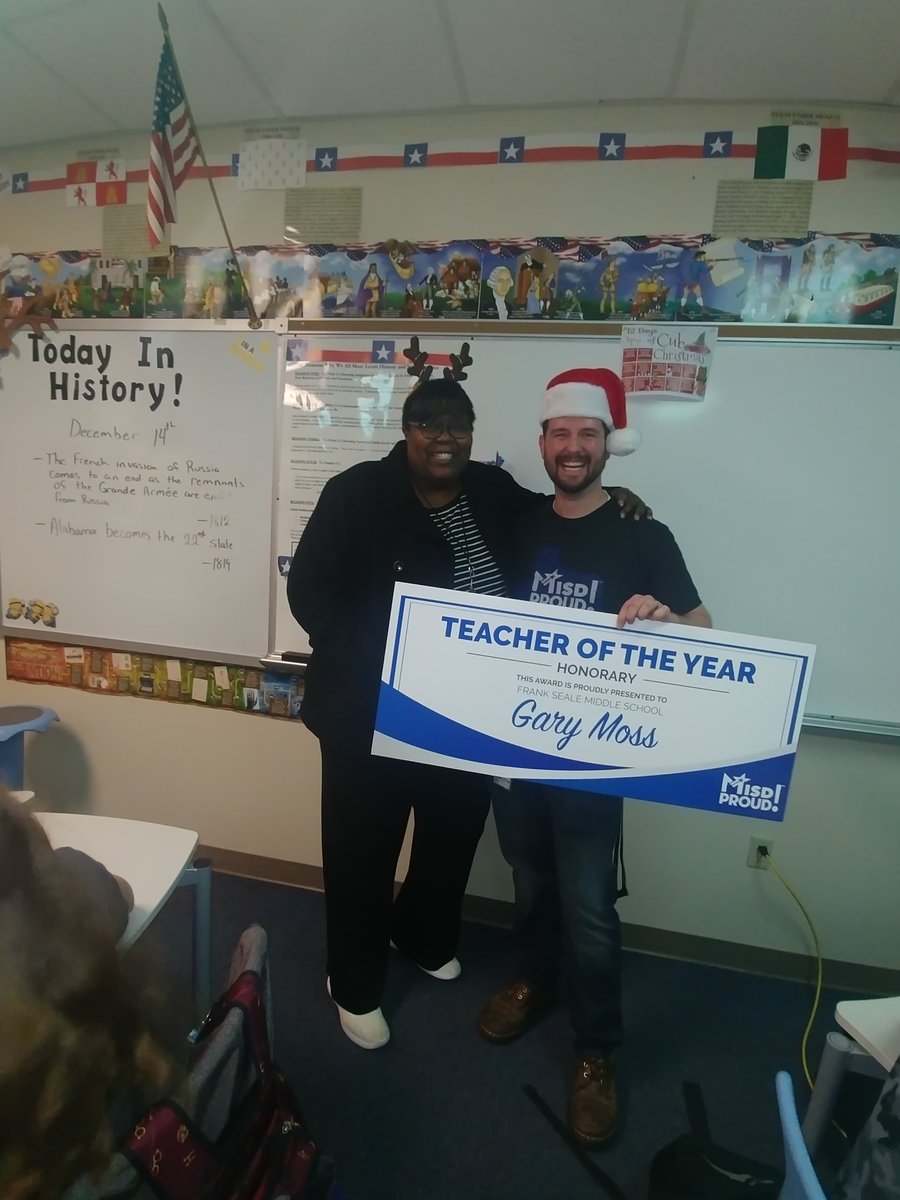 juantes30's tweet photo. Teacher of the Year! FSMS! #becausecubs #misdproud #MISDHappy https://t.co/JZM5Vvoc3j