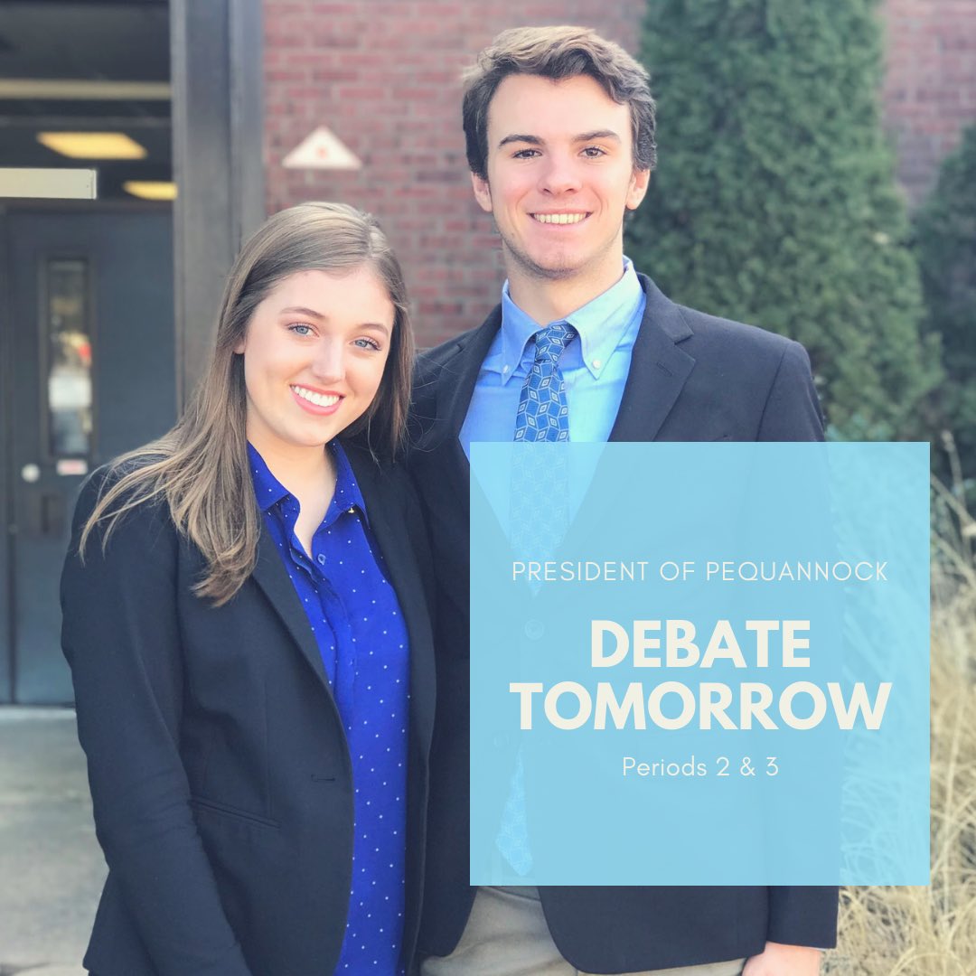 The 2018 President of Pequannock election is tomorrow! Come and support your blue party candidates as they debate against <a href="/GoldParty2018/">Gold Party 2018</a>!! #presidentofpequannock2018 💙