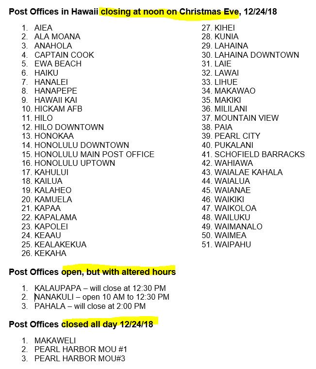 USPS News Honolulu on Twitter "51 USPS Post Offices in Hawaii will