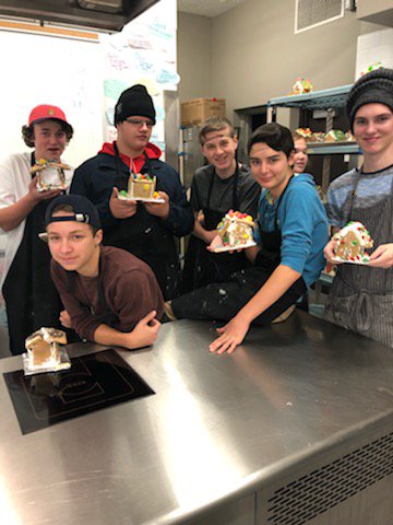CCIHospitality's tweet photo. Gingerbread houses complete today! #tistheseason @CCIHospitality @CCI_SCDSB https://t.co/t9GoGSwvnU