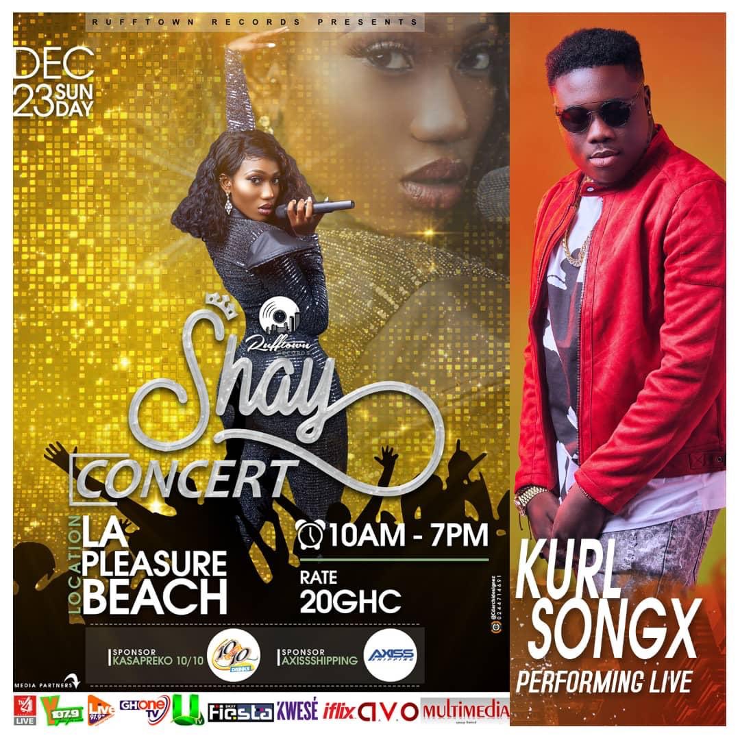 KingJonilar's tweet photo. The #ShayConcert with @WendyShayGH is happening on the 23rd December,2018 at the 
📍: La Pleasure Beach In Accra . 

Come and celebrate the day with your favorite Ghanaian stars . 
@Eno_Barony • @KurlSongxGH • @KidiMusic https://t.co/YDp3eqJMUW