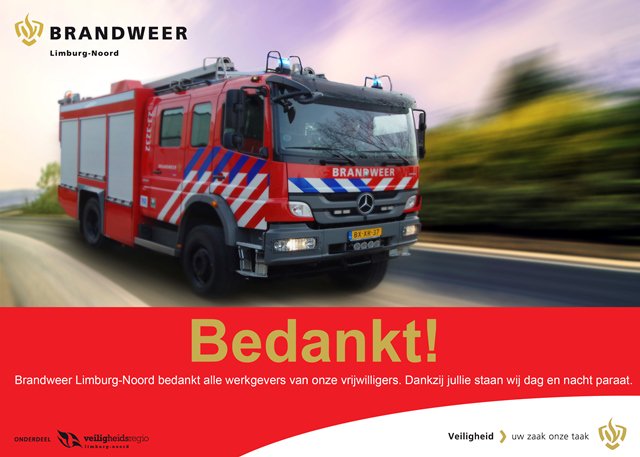 Aan alle #werkgevers van onze #brandweervrijwilligers: Bedankt! Dankzij jullie kunnen wij dag en nacht #paraat staan.