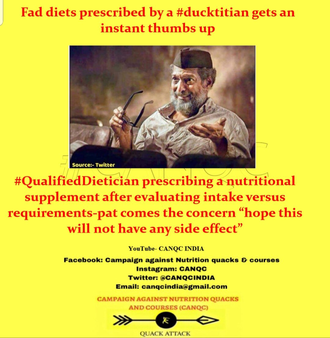 #UnitedAgainstQuacks
#StayInformed
#MakeHealthyChoices
#JagooGrahakJagoo 
#SahiPoshanDeshRoshan
#FitIndiaMovement
#CampaignAgainstNutritionQuacksAndCourses
#consultaqualifieddieticianonly #qualifiednutritionistonly #qualifieddietitianonly
#bewareofquacks🦆
#quackattack