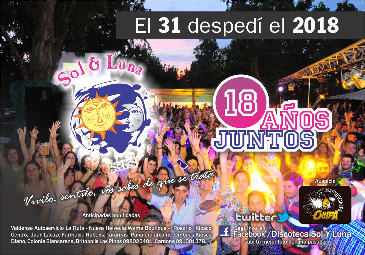 SolyLuna_UY's tweet photo. Entre todos los que nos sigan en Twitter, comenten con los 4 últimos dígitos de su cédula, @ amigos y den RT a la publicación el sábado Sorteamos 4 entradas https://t.co/PwA6nzgkV8 https://t.co/ffItgqLMqT