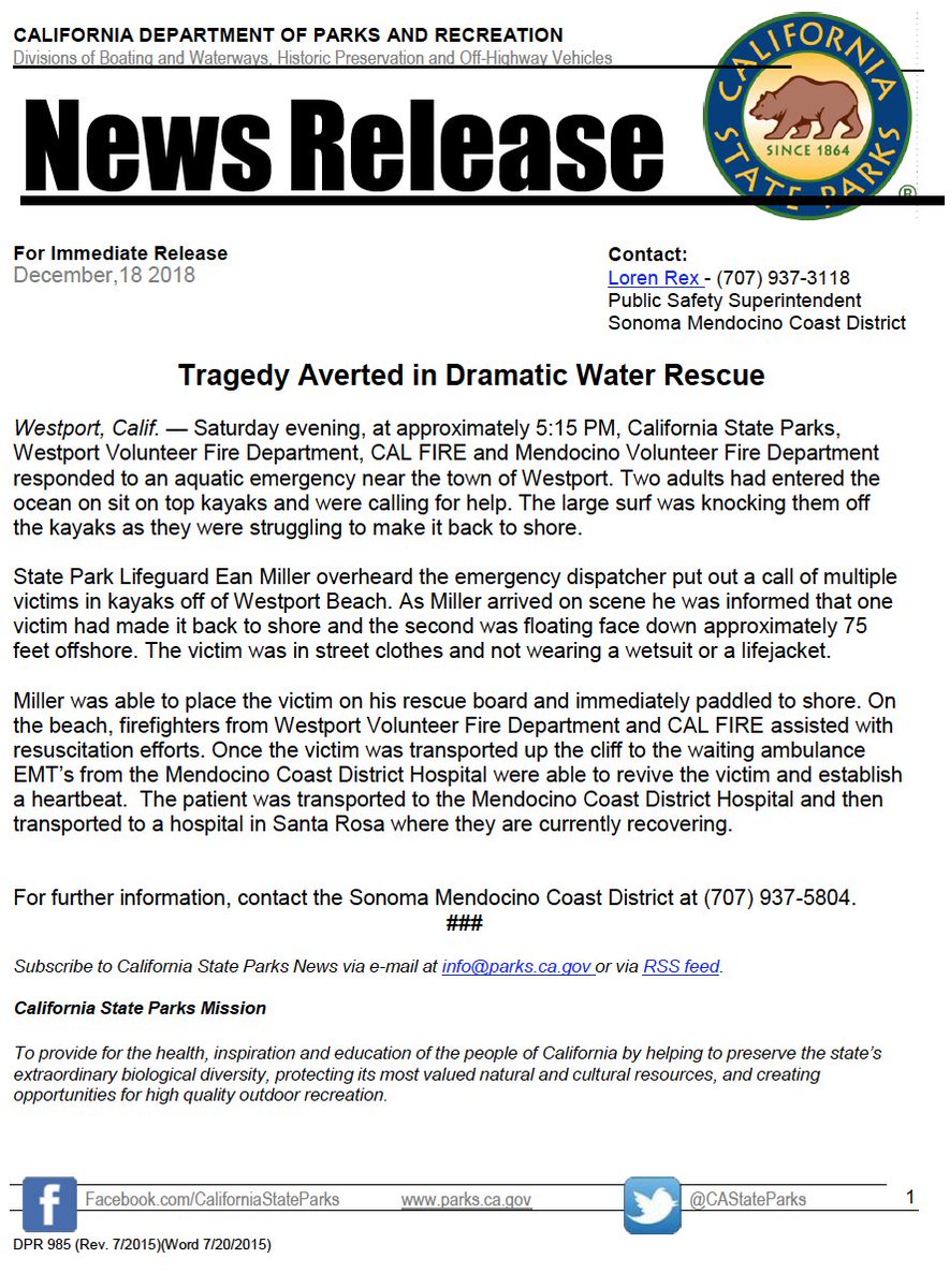 CA State Lifeguard rescues kayakers on North Coast.
<a href="/CAStateParks/">CA State Parks</a> <a href="/CALFIRE_MEU/">CAL FIRE Mendocino</a>