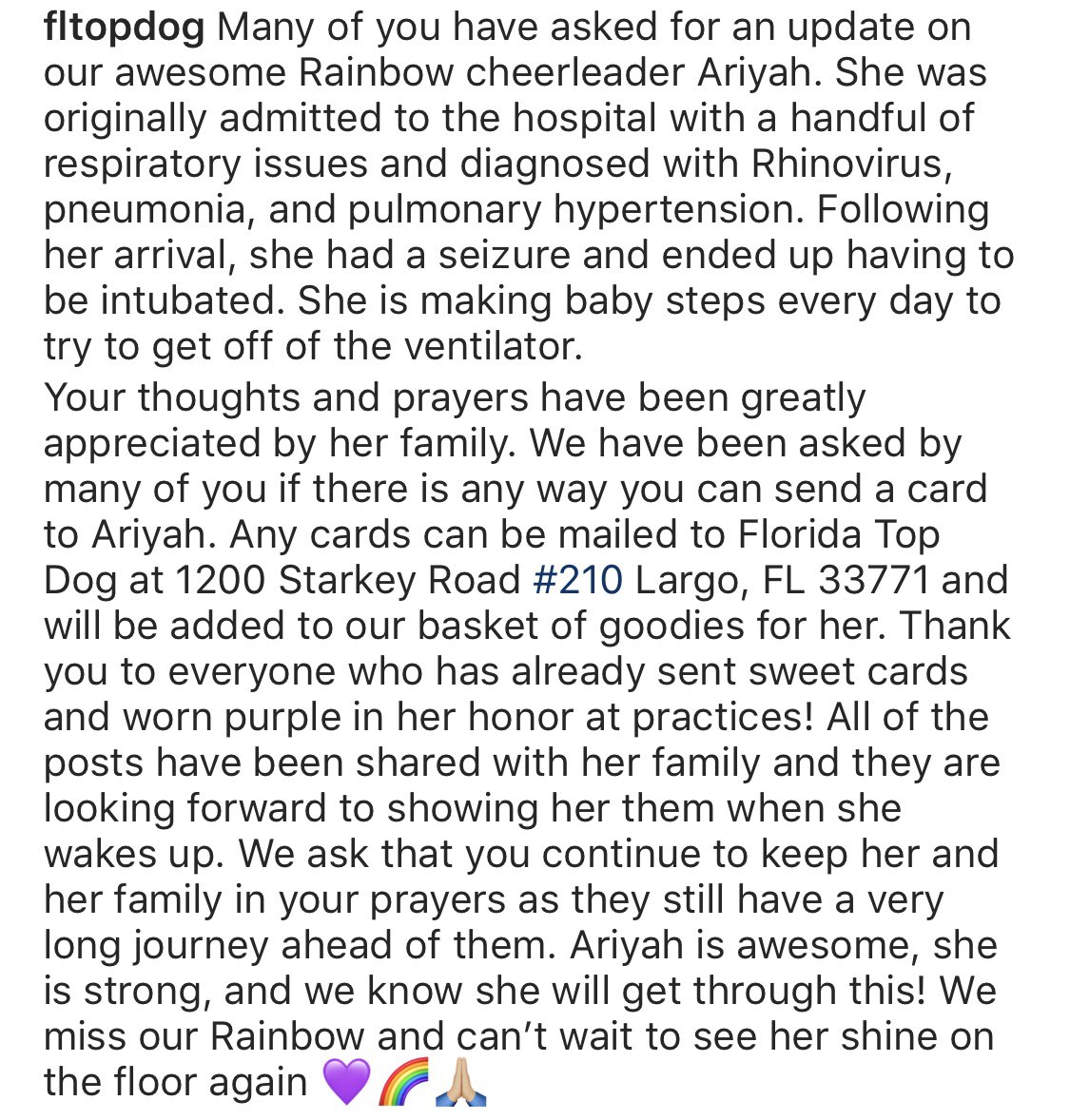 So much love for our Ariyah 💜 All prayers have been so appreciated by Ariyah’s family. Please continue to keep them in your thoughts! 🙏🏼