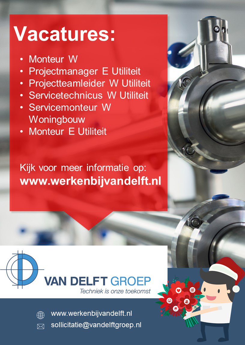 Zien we jou in 2019 op onze kerstborrel? Bekijk onze openstaande vacatures op: werkenbijvandelft.nl

#vacatures #Nieuwkuijk #monteur #W #E #Utiliteit #projectmanager #projectteamleider #Servicetechnicus #woningbouw #installatietechniek