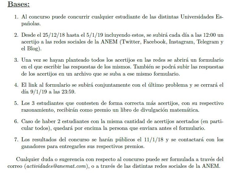 Asociación Nacional de Estudiantes de Matemáticas (@anem_mat) on Twitter photo Bases del concurso: Bases del concurso: