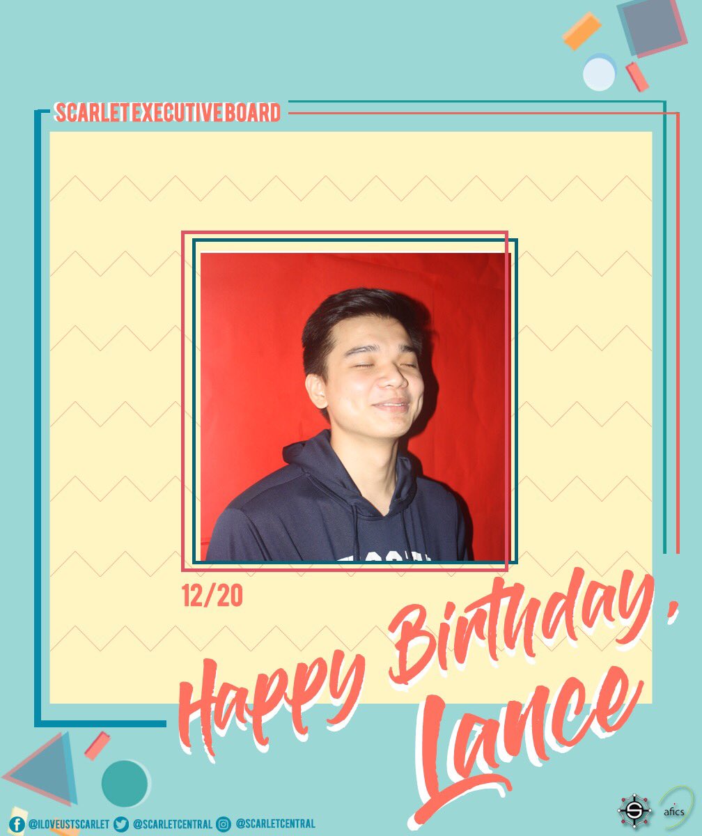 scarletcentral's tweet photo. 生日快乐！
Happy birthday to our President, Lance Brito! 🎉🎉

Pubmat by: Mariela Ong
#DoItWithSCARLET https://t.co/B5zrBBDLFL