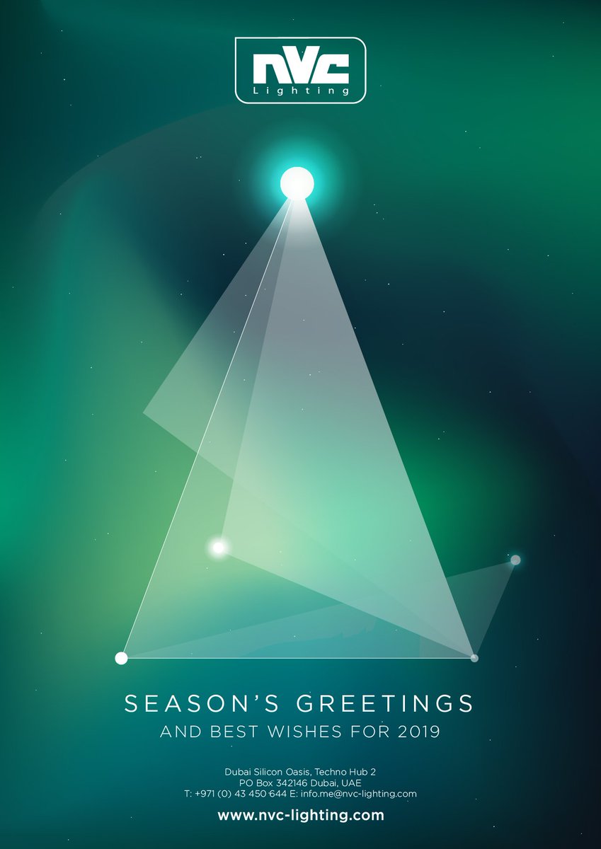 From NVC Lighting to all of you: Season's greetings and Best Wishes for 2019. Our Dubai office will be open during the holidays. Do not hesitate to contact us via phone, email or social media. 
#Seasonsgreetings #nvclighting #happynewyear