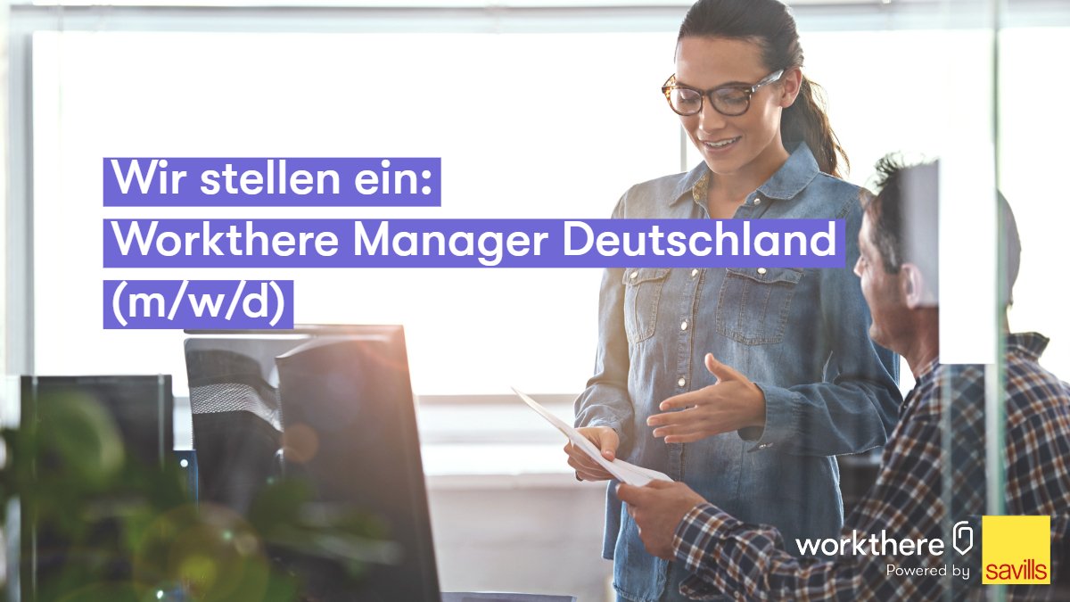 SavillsGermany's tweet image. Wir suchen #Workthere Manager Deutschland für unsere #Online Plattform zur Anmietung von flexiblen Arbeitsplätzen, #Coworking Spaces sowie Serviced Offices. Was wir uns von Ihnen wünschen und welche Aufgaben Sie erwarten: sav.li/cvx 
#Stellenangebot @work_there