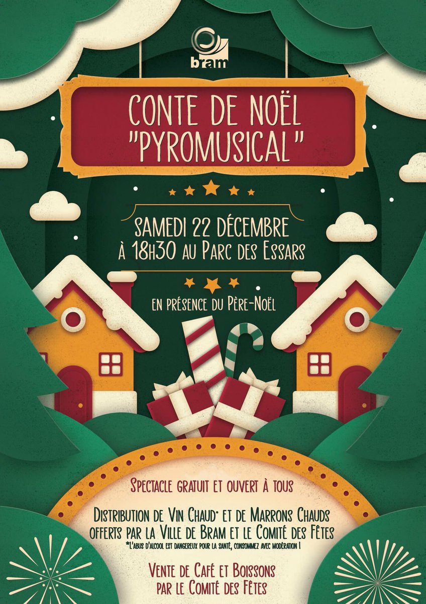 collinecathare's tweet photo. Vivez la #magie de #Noël au cœur du parc des Essars à Bram ! 
Au programme : lumières scintillantes et odeur alléchante des #marrons et #vins chauds ! 🎅🏼🎄🎁 https://t.co/RIbYPJZodL