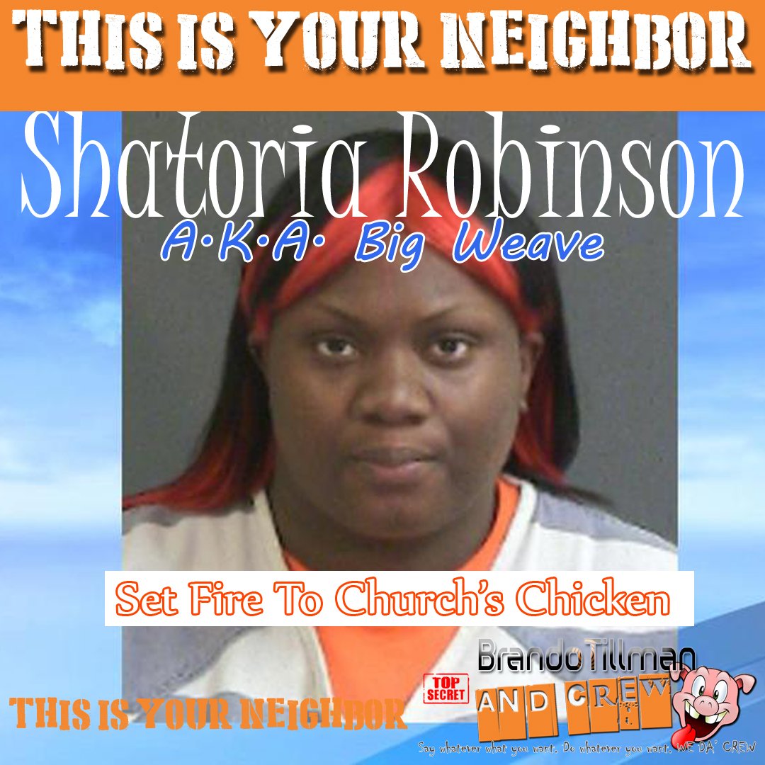 BrandoTillman's tweet photo. Shatoria Robinson at first look, you kind of want to look away. This bruiser of a woman was running a bank card scam through the drive-thru at a Church's Chicken in Charleston, SC.  #shatoriarobinson #churchschicken #charleston 
the source: https://t.co/mfJtwnTLqD https://t.co/4lBzD58SxC