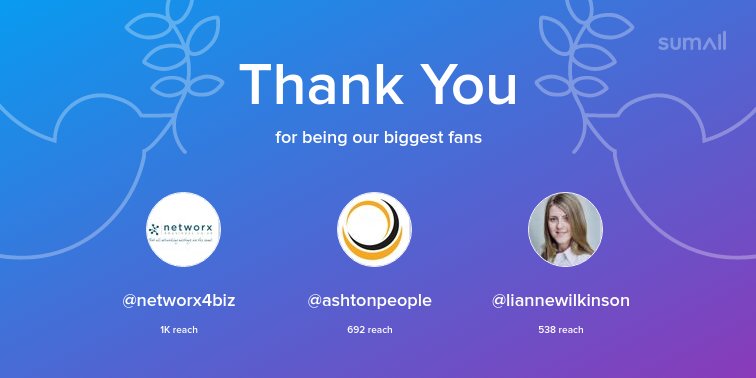 LtdJsf's tweet photo. Our biggest fans this week: @networx4biz, @ashtonpeople, @liannewilkinson. Thank you! via https://t.co/U0VATuJDhT https://t.co/HAACn6dCn8