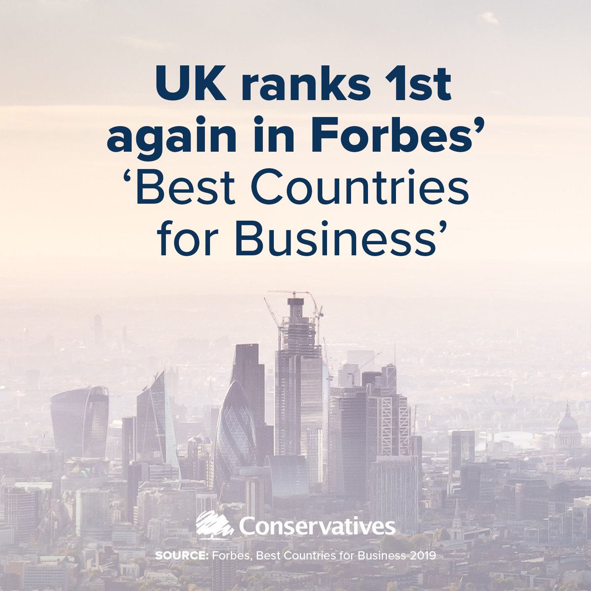 The UK's ranking in <a href="/Forbes/">Forbes</a>' 'Best Countries for Business' in the world:

2018: 1st 🇬🇧
2019: 1st 🇬🇧

We're helping businesses to start-up and grow - meaning more jobs, more opportunities and more tax receipts to pay for the public services on which we all rely.🌳
