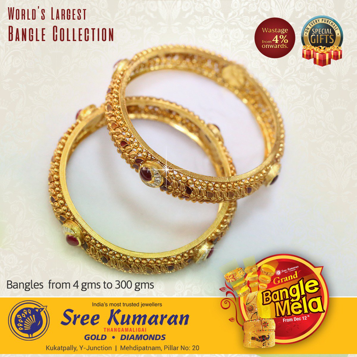 SKTM_Hyd's tweet photo. Enhance the glory within you with the glorious gold bangles! 
Shop now from our exclusive Bangle Mela Collection at Sree Kumaran Gold and Diamonds

#BangleMelaCollection #Sreekumaran https://t.co/deyu3atg17