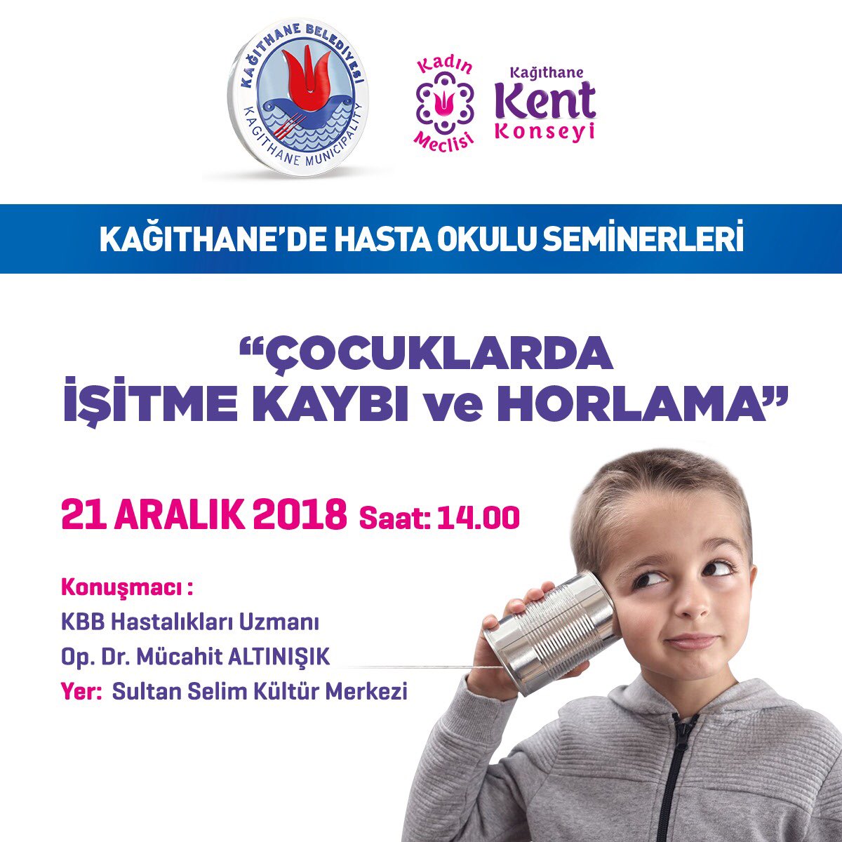 Hasta Okulu Seminerlerimiz devam ediyor. Yarınki ücretsiz programımızda Çocuklarda İşitme Kaybı ve Horlama konusunu ele alacağız. Katılımcılara program sonunda ayrıca muayene olabilmeleri için indirim kartları da verilecektir.