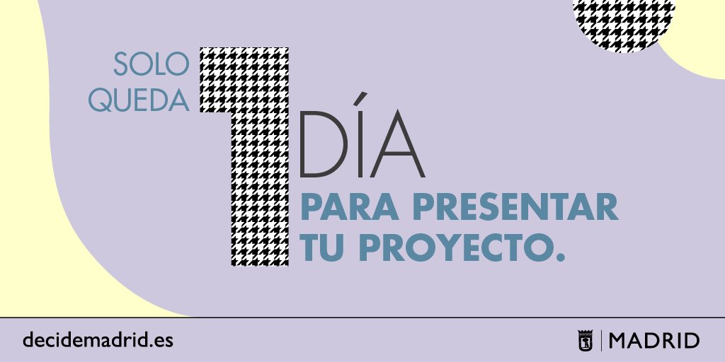 DecideMadrid's tweet photo. ¿Tienes alguna idea para mejorar Madrid? Tenemos 100 millones para hacerla realidad
Dos requisitos: estar empadronado en Madrid y mayor de 16 años.
Entra en https://t.co/ziorde6RJd, #PresentaTuProyecto y #PonChuloMadrid https://t.co/AgZYndZL3t