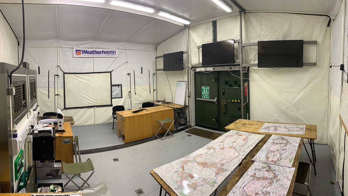 WeatherhavenUK's tweet photo. Whilst the #awe18 team were outside experimenting with the latest in unmanned technology, we were keeping the planners warm and dry in our 14 year old demo #ehmecc 20’ ISO expanding shelter. #innovation #supportingthebest @AWE18_AWL @ComdJFC_UK @DESLandEqpt https://t.co/y85aEH0suf