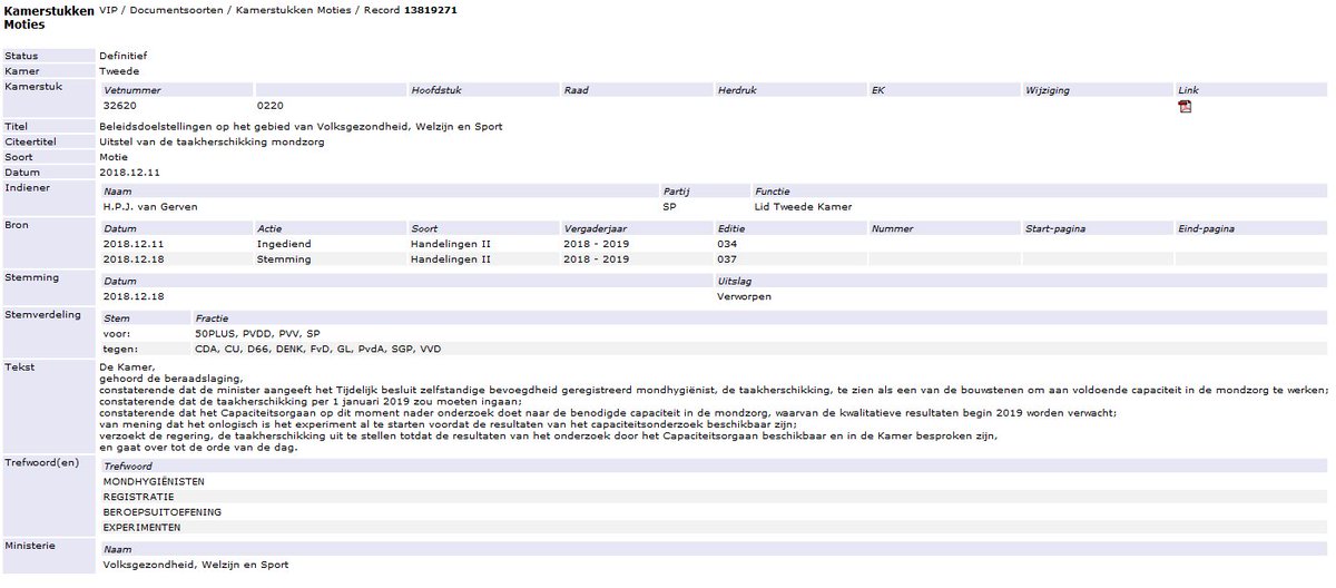 Meerderheid van de Kamer volgt weer VVD-agenda. Kwaliteit opgeofferd voor bezuinigingen bij de mondzorg. skipr.nl/actueel/id3694…