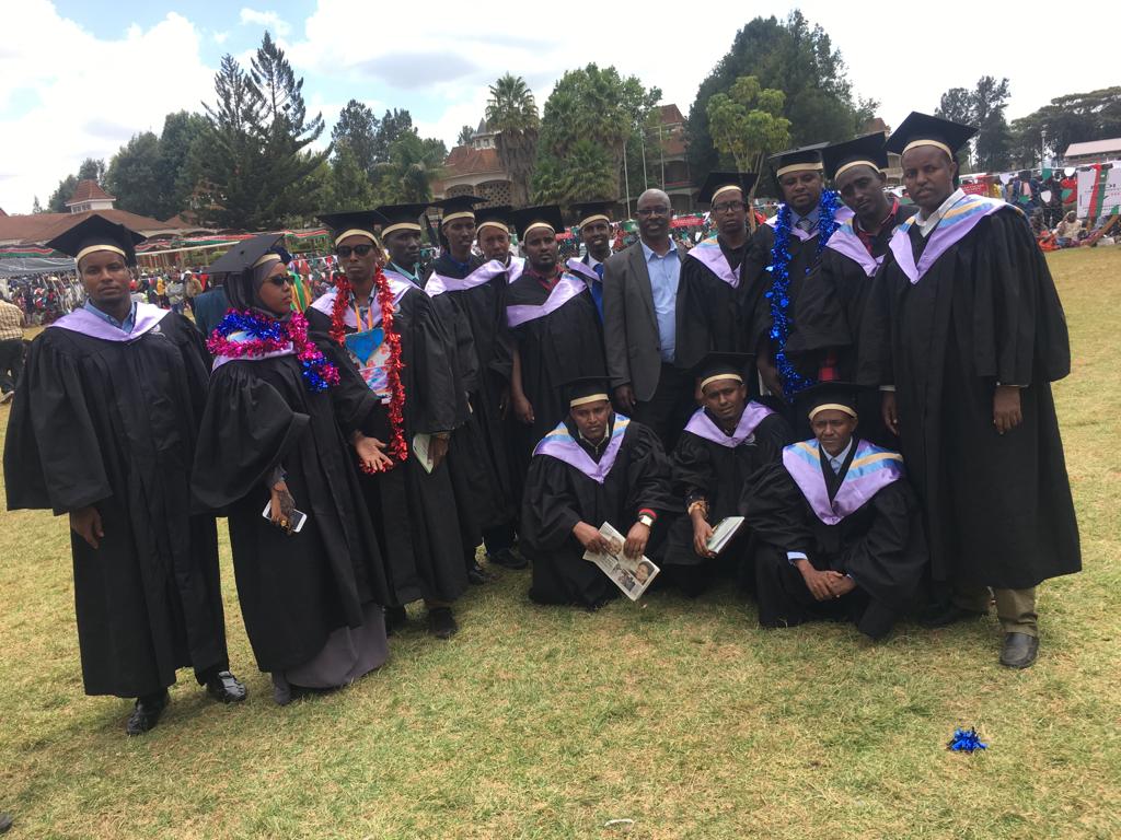WindleKe_Som's tweet photo. The 37th graduation ceremony and under the BHER programme,21 students from Dadaab refugee complex graduate with a BSC in Community Health Education at Moi Univ. In attendance is the Windle Intl.Kenya ED,Dr.Marangu gracing the occassion @MoiUniKenya #EducationTransformsSociety https://t.co/o3NZoJNhKl