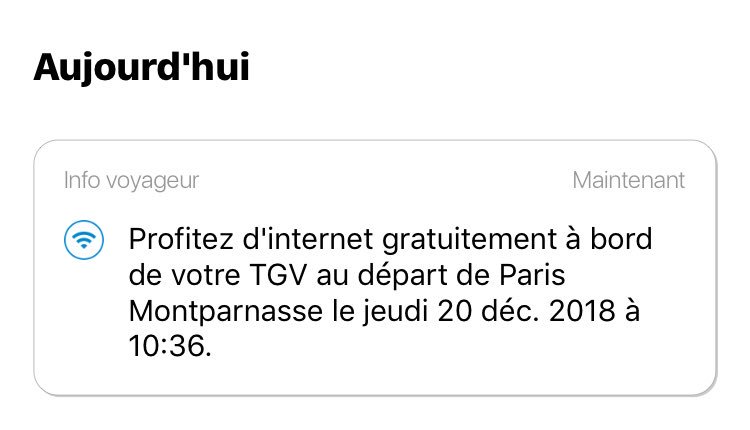 _dgodi_'s tweet photo. Départ à l’heure, #InfoVoyageur et #AppSNCF au top, et #wifi opérationnel à bord ( 👋🏻 @SNCF_Digital ) 👌🏻 😍
Les vacances commencent bien 🎅🏼🎄 #TeamSNCF https://t.co/9kUxGJqoVs