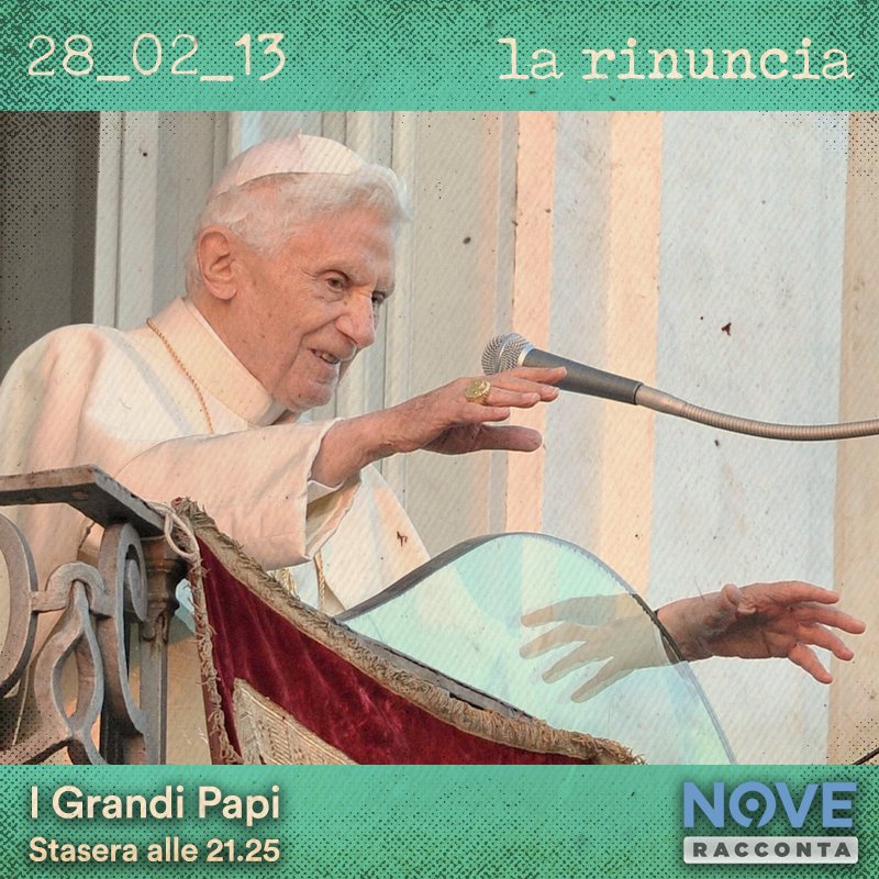 nove's tweet photo. A diciassette giorni dall’annuncio ufficiale, Papa Benedetto XVI saluta i fedeli un’ultima volta e lascia il suo seggio vacante: due settimane dopo, sarà occupato da #PapaFrancesco.
#IGrandiPapi, stasera alle 21.25. @pontifex_it https://t.co/19apNajr5j