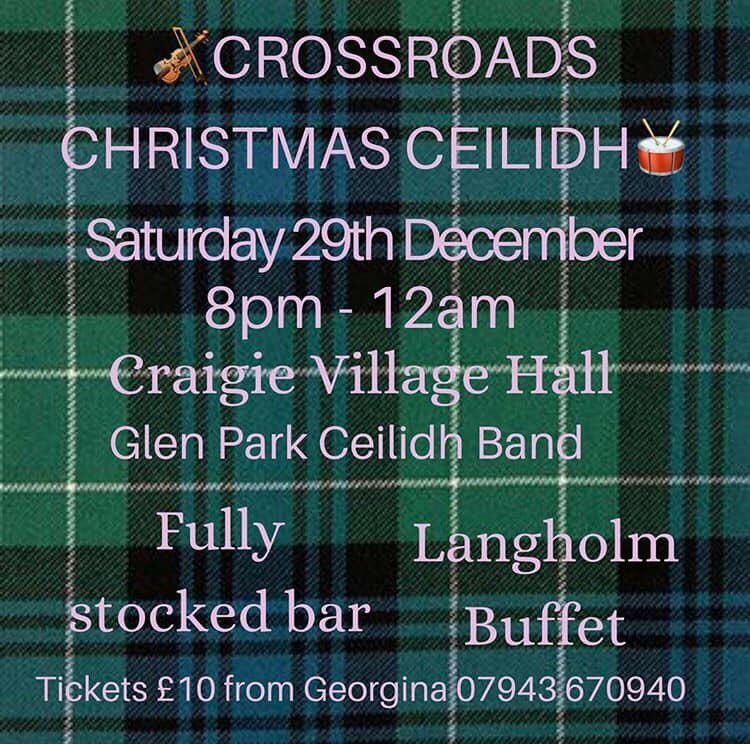 On Saturday the 29th of December we are having a Christmas Ceilidh in Craigie Village hall🎉🎉 everyone is welcome! Only 14 tickets are still available, get them ASAP to avoid disappointment! 💃🏼💃🏼💃🏼