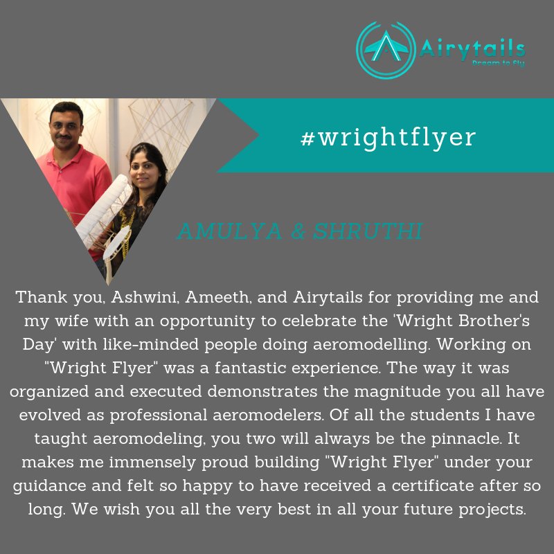 Airytails's tweet photo. Thanks to one of the best aeromodeller and of course our inspiration for being part of our workshop. We are so glad that he liked our workshop and the efforts our team put in.
#happytakeoff #airytails #dreamtofly #aeromodelling #glider #wrightflyer #wrightbrothers #india https://t.co/rWocoAjpGE