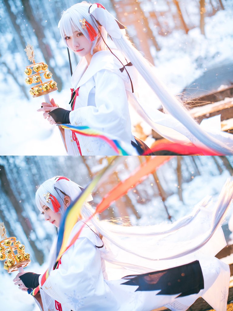 画像,❄️雪ミク❄️2018   コスプレ  Snow Miku 2018  Cosplay「 ♪ ねえ、どんな未来が待ってますか ♪ 」(1／2) https://…