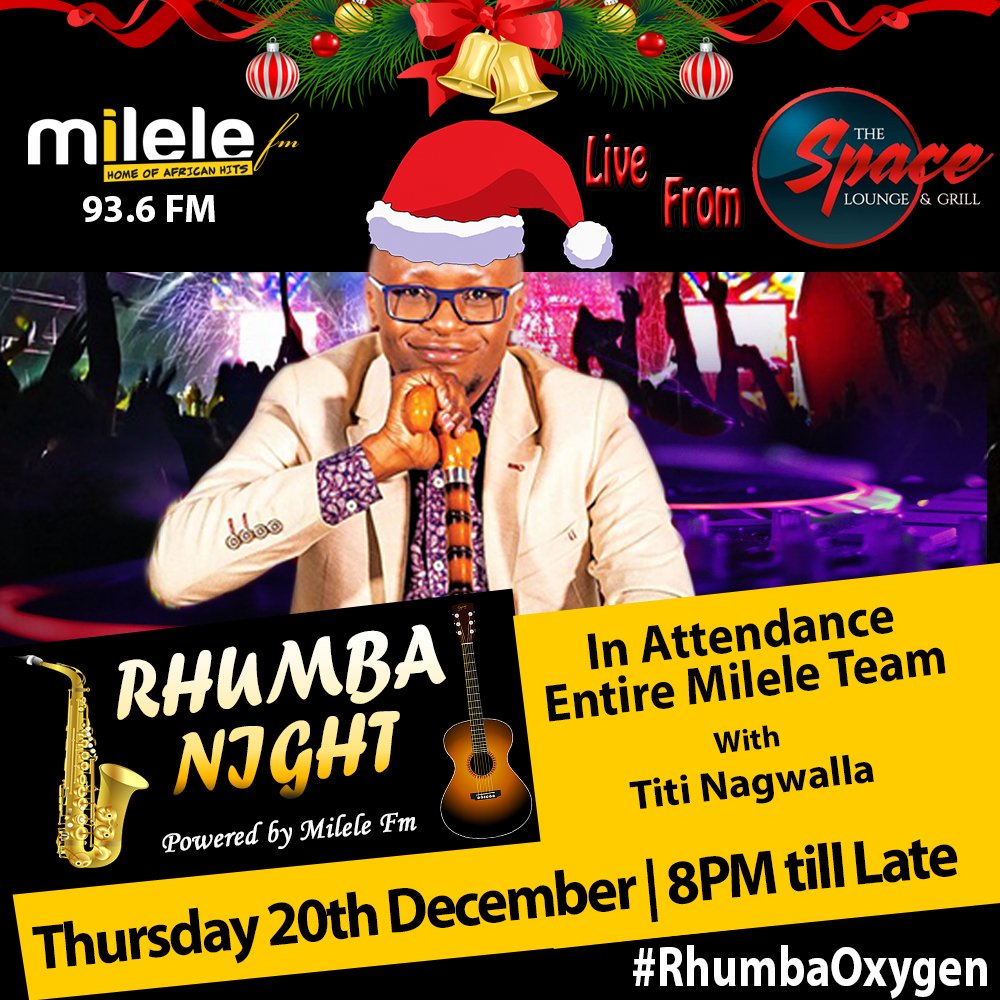 Live from Space Lounge pata burudani ya #TBT #RhumbaOxygen ikiongozwa na Mfalme wa Rhumba <a href="/TitiNiRhumba/">TITI NAGWALLA</a> Ungana na kikosi kizima cha Milele Fm <a href="/JalangoMwenyewe/">JALANG'O</a> <a href="/Alex_Mwakideu/">ALEX MWAKIDEU</a> @joygituro <a href="/KakaZema/">Kaka Zema</a> <a href="/DEE_RW/">DeePresenter001</a> <a href="/mwajumachozi/">Mwajuma Ally</a> <a href="/AlibabaKenya/">ALIBABA ™</a> @DJTENKENYA <a href="/Luchivya/">Francis Luchivya</a> <a href="/DjSlim254/">Dj Slim 254</a> <a href="/McTeargas/">BABA DEDE</a>