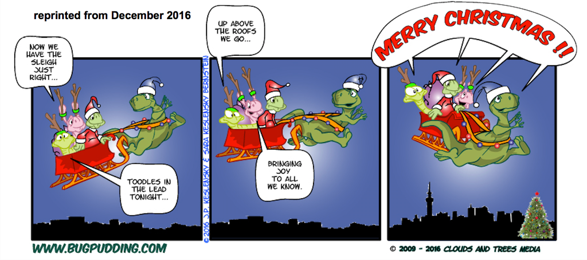BugPudding's tweet photo. A blast from the past holiday #comic from https://t.co/lGj8juYlNk a #webcomic new comic every Tues &amp; Thurs now celebrating our tenth year. https://t.co/orHvG7fUxZ