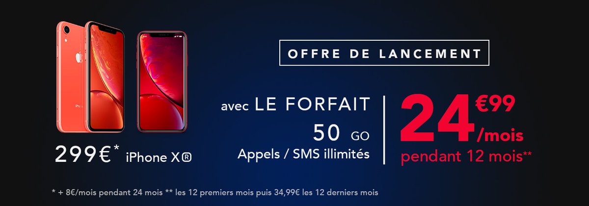 ⚡️Découvrez notre offre spéciale lancement ⚡️

L’iPhone XR est à 299€ (+ 8€/mois pendant 24 mois) avec l’offre spéciale lancement à 24.99€ les 12 premiers mois puis 34.99€ les 12 derniers mois.

👉🏻 msfoperateur.com 📞 09 77 55 96 21