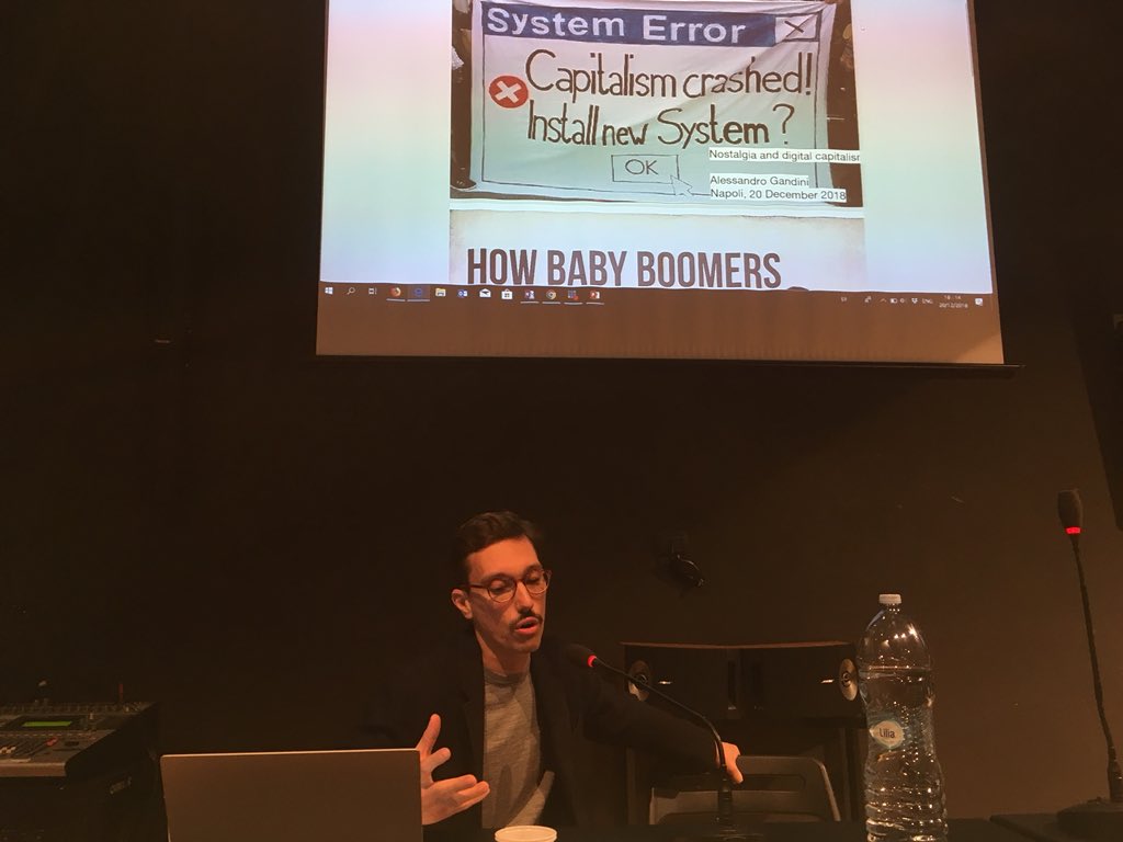 Societing_SC's tweet photo. Alessandro Gandini on Nostalgia and Digital Capitalism. #postStartUp
#societing40
#socialinnovation
#innovation
#humancentered
@Unina_IT
@riot_studio https://t.co/M7lWgN5zSN