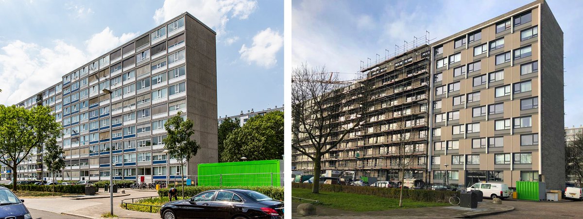 De eerste portiek bij de ACA in Utrecht in opdracht van @Mitros is uit de steigers! Wat een verschil en wat zijn wij trots op het resultaat!