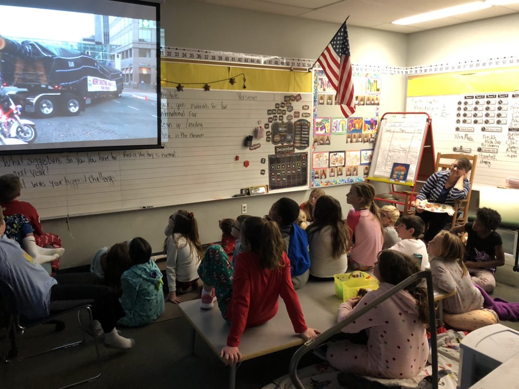 Miss_Rose_123's tweet photo. I wish I could bottle up the feeling in our classroom, today. We have the fireplace going, kids are in pj’s and we invited friends to read to us. It’s #SnowBetterTimeToRead and I’m loving these moments with my nuggets! Thanks @LynnLaffeyGES Mrs. Keller Mrs. lamb and Mrs. Watkins https://t.co/ioy4DZm5Kd
