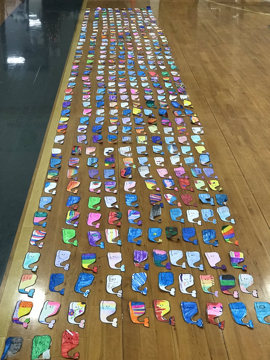 Health_Hustle's tweet photo. #WhalesForACause @FirstBook @vineyardvines We finally had a chance to lay out all 383 whales that were colored at #HealthHustle18! So excited to help give books to kids! (It was hard to get them all in a Pic!!) https://t.co/jCHBLIKzjX