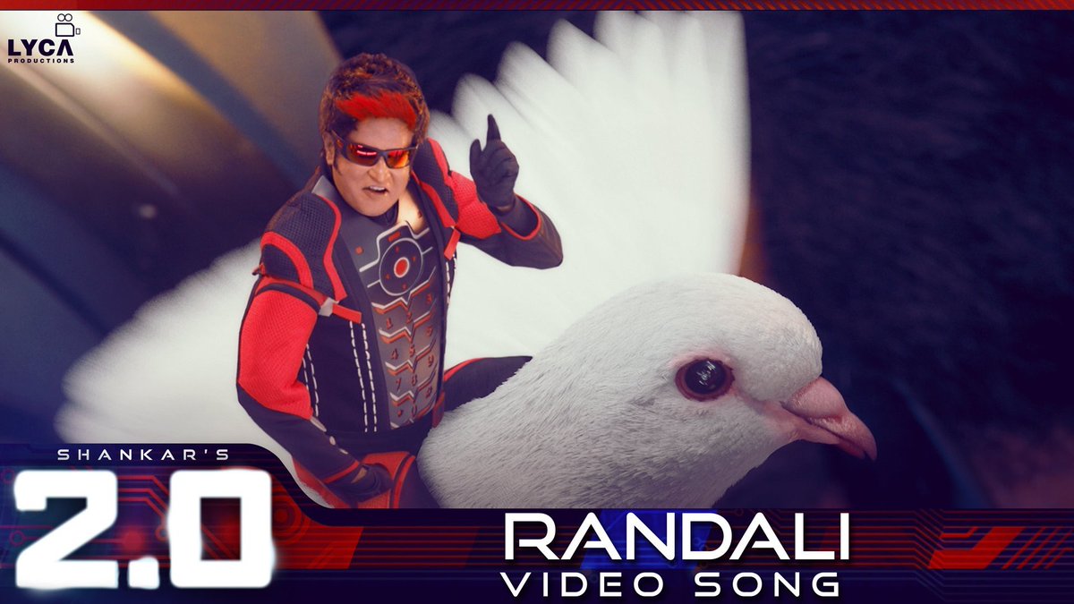 vamsikaka's tweet photo. #Randali Video Song from #2Point0 [Telugu] is Out Now!

https://t.co/gDg2KA3wdm

@rajinikanth @akshaykumar @iamAmyJackson @shankarshanmugh @arrahman @resulp @LycaProductions @LycamobileUK @dharmamovies @divomovies https://t.co/XOLIdxf7GX