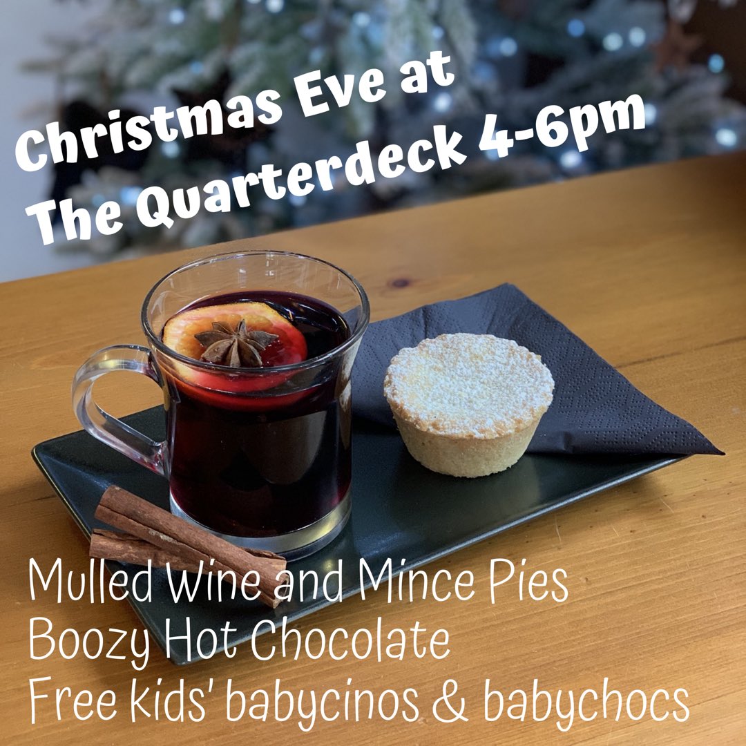 Christmas Eve at a The Quarterdeck! Come and join us between 4-6 for mulled wine, mince pies and festive cheer! #chichester #christmaseve #christmas #itchenor #supportlocal