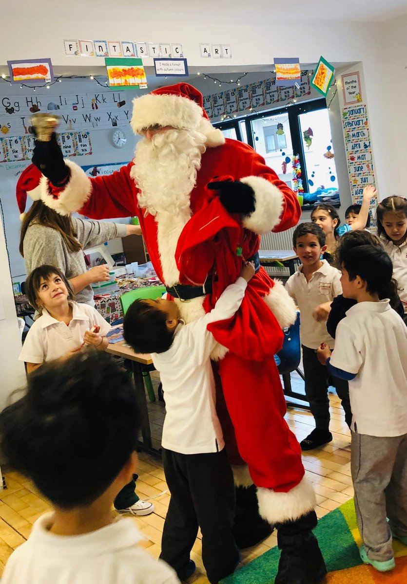 CSBucharest's tweet photo. Our Kindergarten had a very special visitor today! Santa joined their party to hand out some early and well-deserved presents. Well done to all of our little superstars in the KG! You have had an amazing year! #HappyHolidays #CSBKG #Santa #HoHoHo #CSB https://t.co/HEWa3PiheM