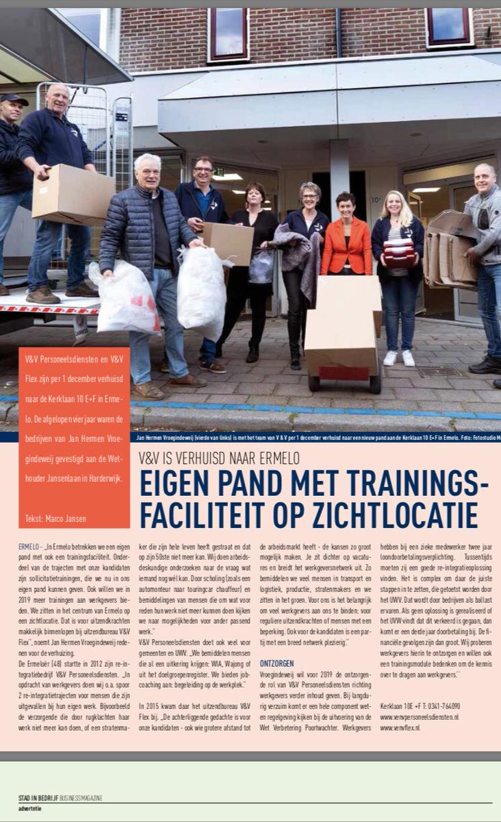 VenVpersoneel's tweet photo. Een leuk artikel van ons in de @stadinbedrijf https://t.co/WwHhn3Plsz