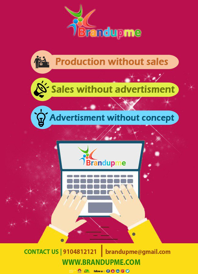 Which comes first after production of any products ? #Advertisments or #Sales. 
.
.
.
.
.
#SocialMediaMarketing
#AnimatedVideos
#CreativeBanners 
#AnimatedGIF
#Branding
#Promotion
#Ahmedabad 
#Gujarat 
#BrandUpMe