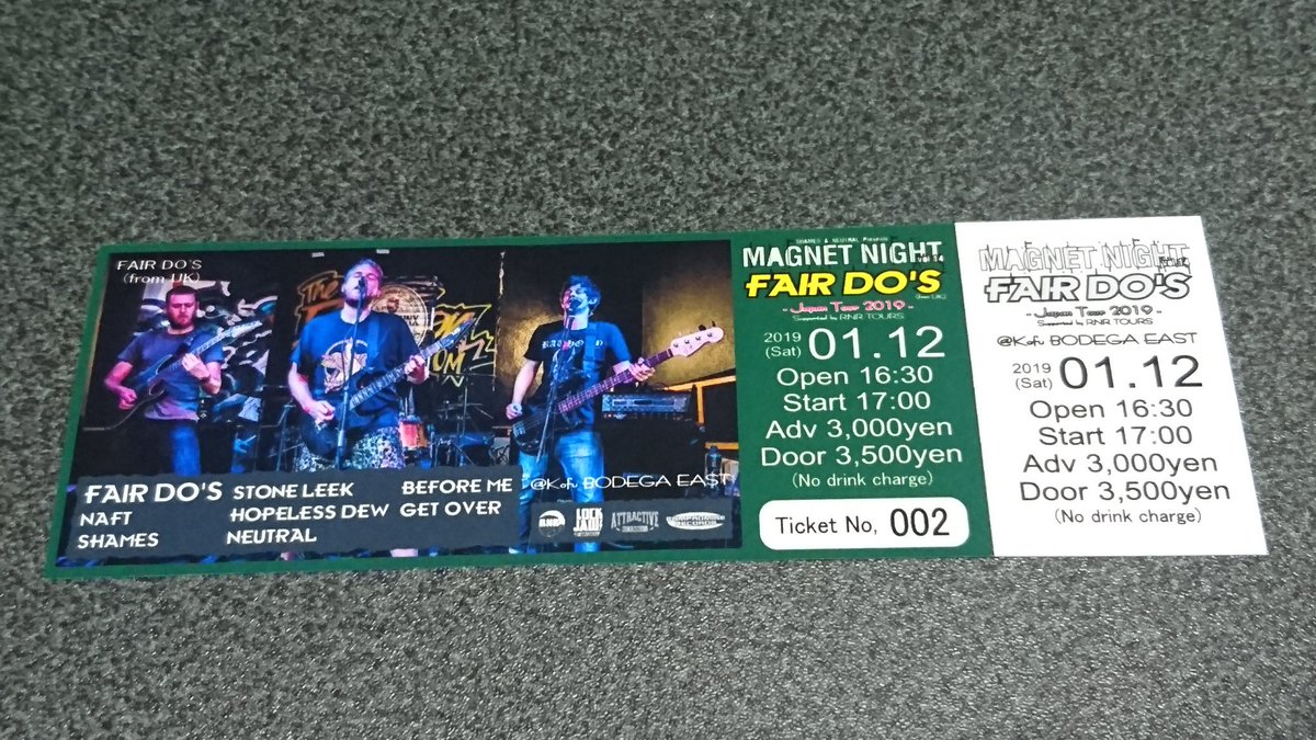 NEUTRAL_BASS's tweet photo. 【MAGNET NIGHT】
2019/01/12(土)
vol,14のチケット出来ました!
今回もナンバリン付き。
ナンバー指定での取り置きも可能ですので、希望の方はご連絡ください。
(No,001、006、030は予約済み)
#RNRTOURS
#FAIRDOS
#STONELEEK
#BEFOREME
#NAFT
#HOPELESSDEW
#getoveritwithvyrl
#SHAMES
#NEUTRAL https://t.co/OXAWHI4b8Q