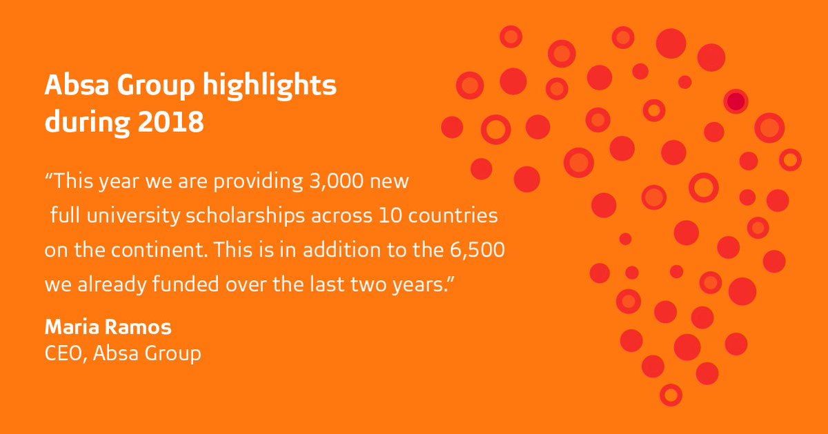 Absa's tweet photo. Playing a shaping role in the societies that we operate in has always been at the core of our strategy. Our CEO, Maria Ramos, has shared stories about some of the initiatives that we have participated in. #AbsaIn2018 https://t.co/7exYzz7gBN
