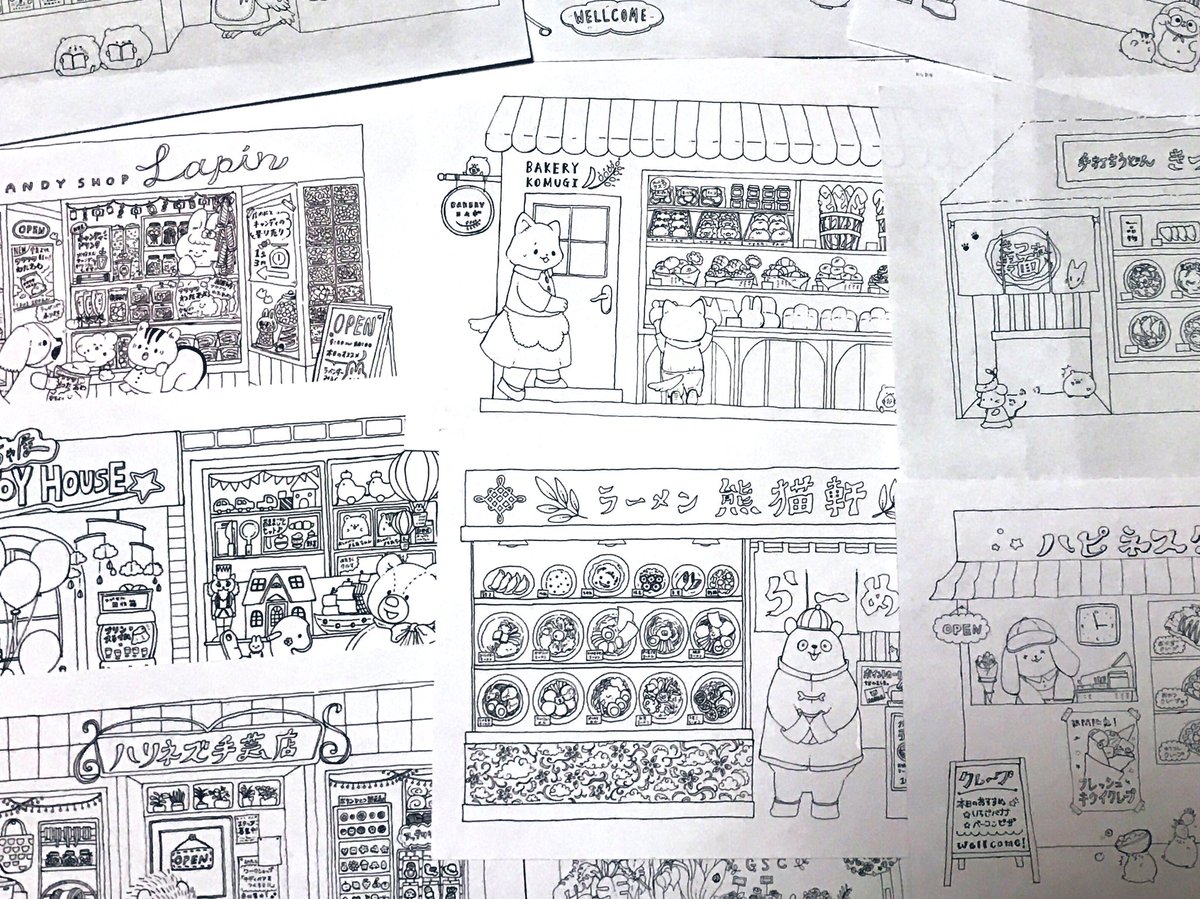 卒制チラ見せ👀
お店やさんの絵をガシガシ描いております。 