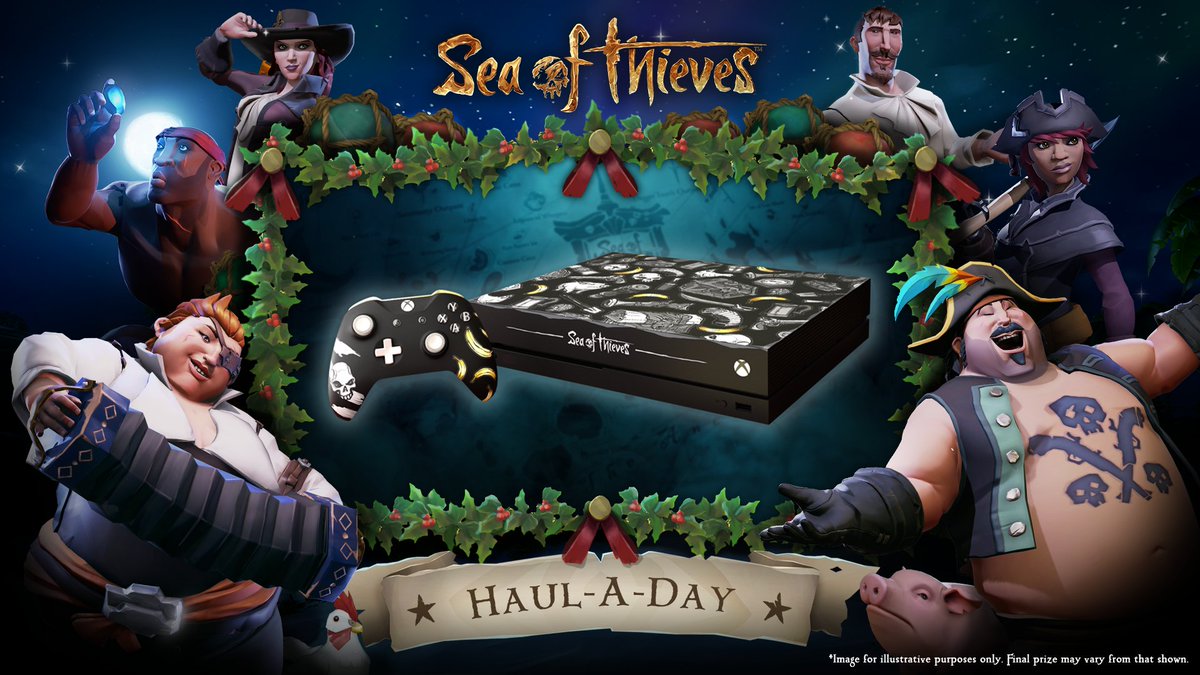 It's the final day of #HaulADay, and we've saved the best 'til last with this one-of-a-kind #SeaOfThieves Xbox One X console and controller! For a last chance to win, all you have to do is RT and follow us. We'll draw our winner tomorrow at 3pm GMT! T&amp;Cs: aka.ms/HaulADay