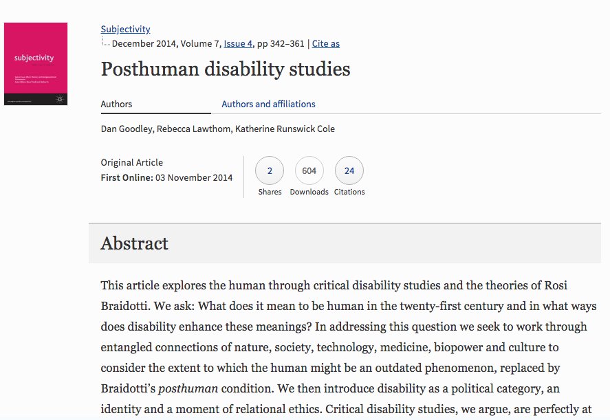 Been asked by a couple of people to send a link to this paper, so here in the spirit of Xmas is a share on twitter #Posthuman #Disability #Studies with <a href="/k_runswick_cole/">Prof Katherine Runswick-C</a> <a href="/rebeccalawthom/">rebeccalawthom</a> eprints.whiterose.ac.uk/82975/ <a href="/SheffSocScience/">Social Sciences | The University of Sheffield</a> <a href="/JDisSoc/">Disability&Society</a> <a href="/EducationSheff/">Education@Sheffield</a> <a href="/SiP2018/">Science in Public Conference 2018</a> <a href="/KirstyLiddiard1/">Dr. Kirsty Liddiard</a>