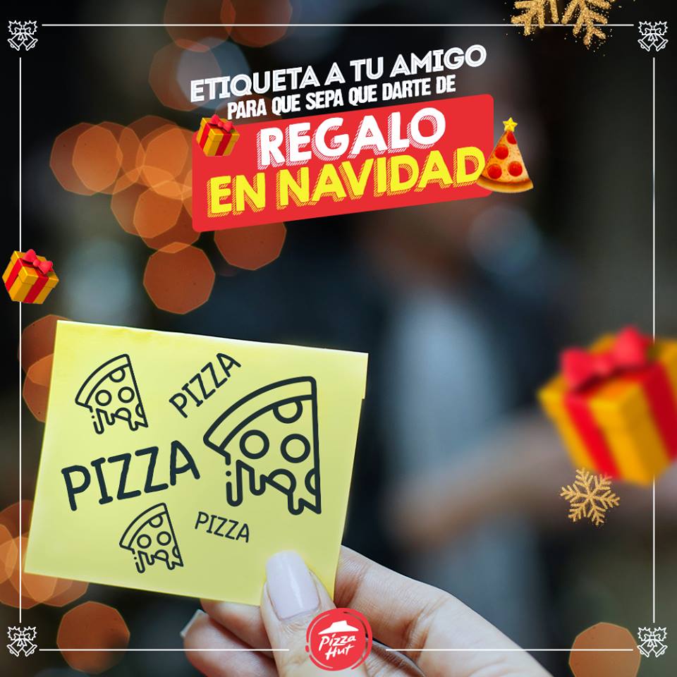 Qué mejor época para un sorteito!! 
- Sigue esta cuenta
- Nombra a un amigo

Sorteamos 1 pizza mediana para ti y otra para tu amigo!

Navidad es compartir, y en Pizza Hut se comparten momentos!

Mañana nombramos a los afortunados.
#sorteo