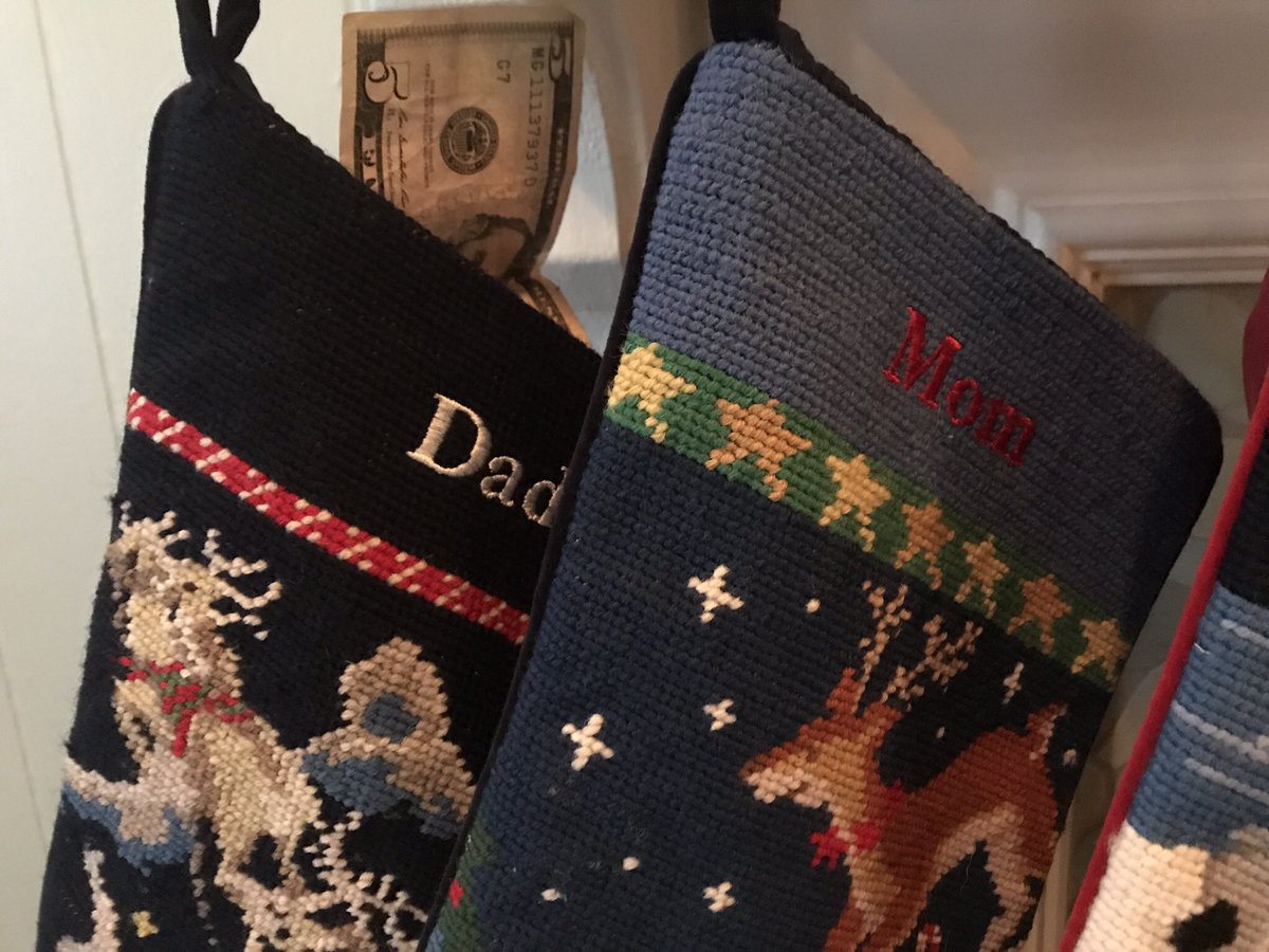 kaineduds's tweet image. When we put our decorations away, we leave a surprise in our stocking for the following year. Just pulled out 5 bucks! Amazing feeling. Hooray for middle-aged memory!  

#stockings #happystuff
